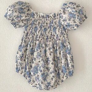 Vintage-Inspired Cotton Romper for Baby Girls